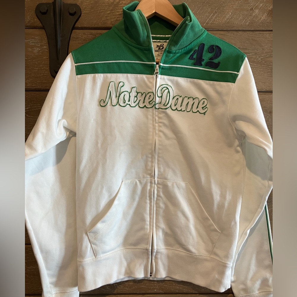 Notre Dame Zip up sweatshirt in white and green